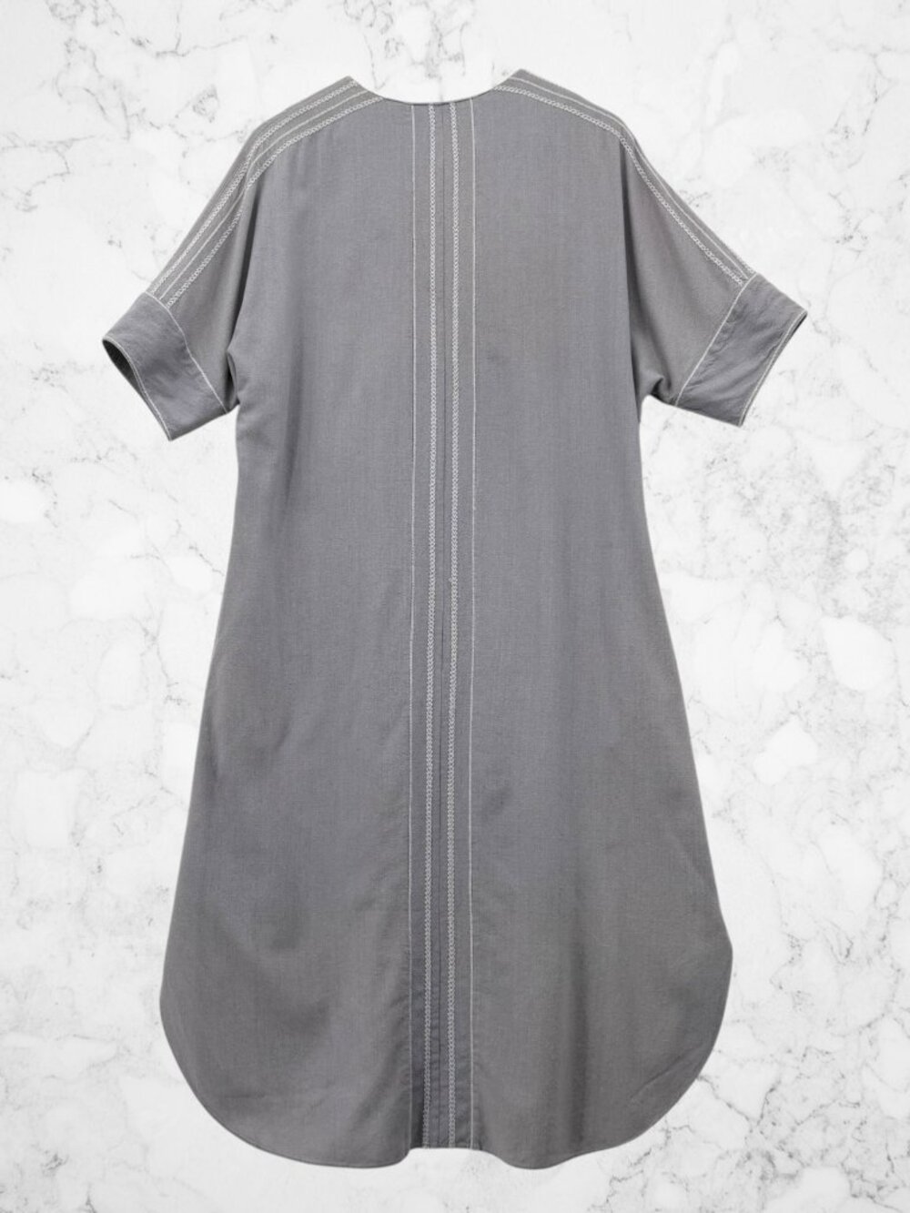 Billy Reid Silk Fishbone Stitch Midi Dress Grey M - Picture 5 of 6